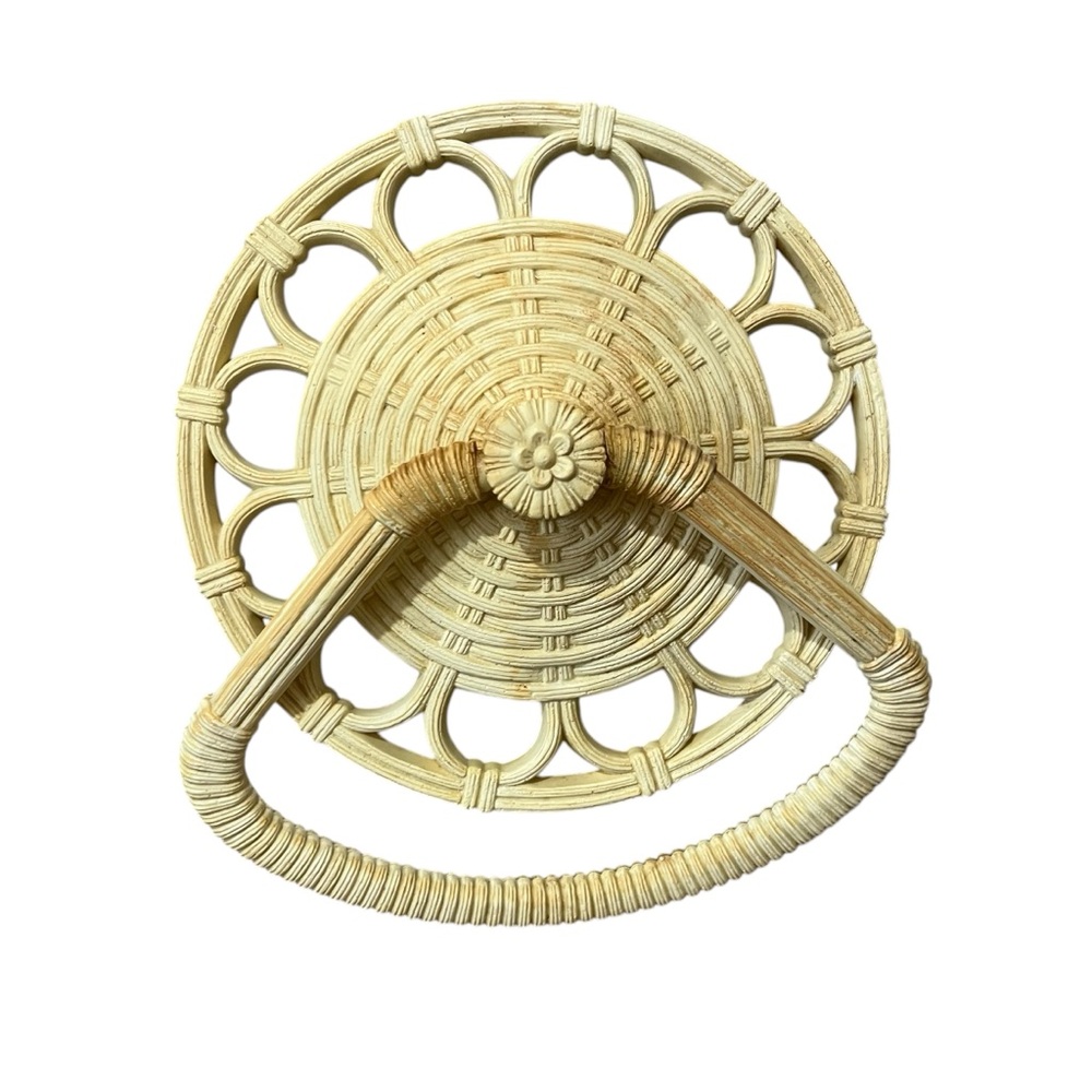 Vtg 1978 Homco 3314 A Ivory Hard Plastic Woven Design Towel Holder‎ Shabby Chic